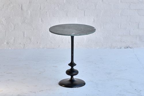 032 Side Table Black with green marble top